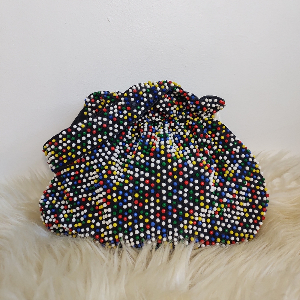 Vintage 50s Candy Dot Beaded Handbag Multi-colour